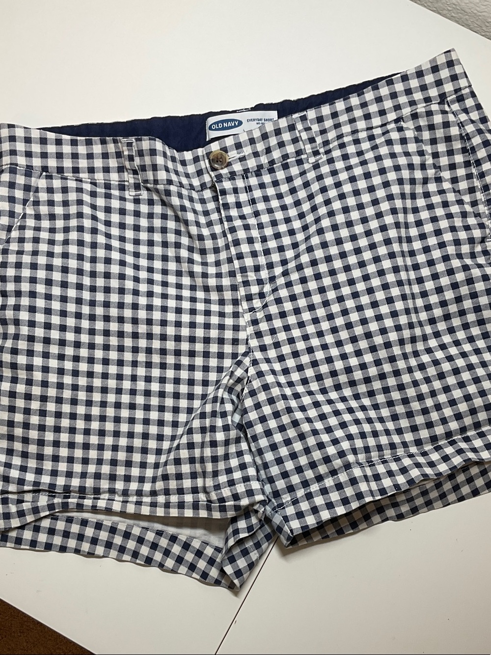 Old Navy Navy and White Gingham Cotton Shorts